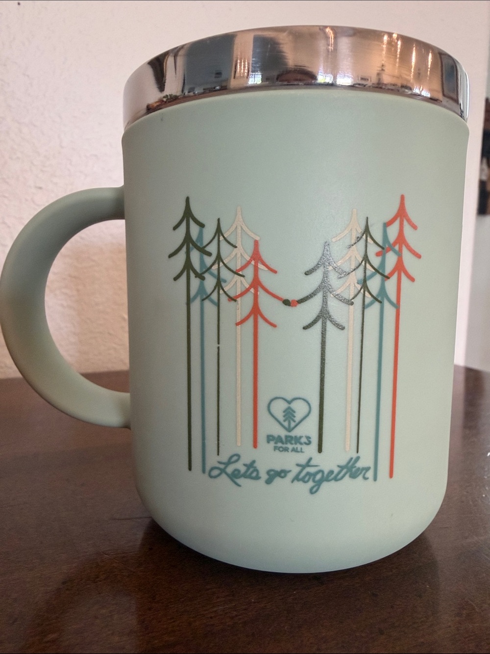 Hydroflask Sage Green Travel Mug Parks for All Tree Print 12oz - Picture 5 of 5